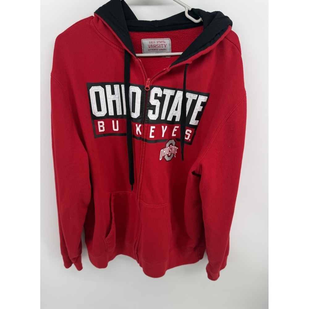 Ohio State Buckeyes Full Zip Hoodie XXL Red Embroidered Authentic Apparel
